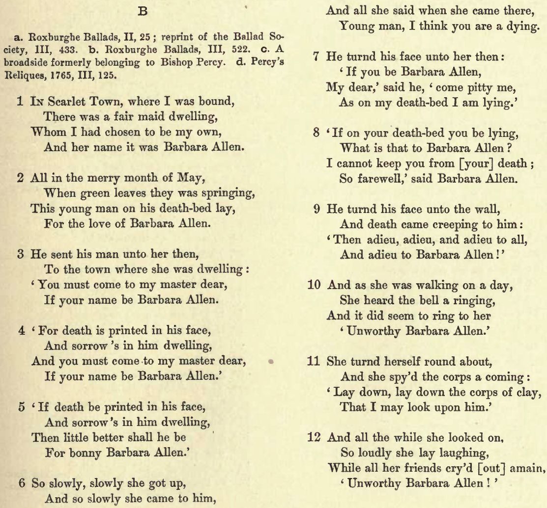 an analysis of bonny barbara allan Open document below is an essay on bonny barbara allan from anti essays, your source for research papers, essays, and term paper examples. an analysis of bonny barbara allan Open document below is an essay on bonny barbara allan from anti essays, your source for research papers, essays, and term paper examples.